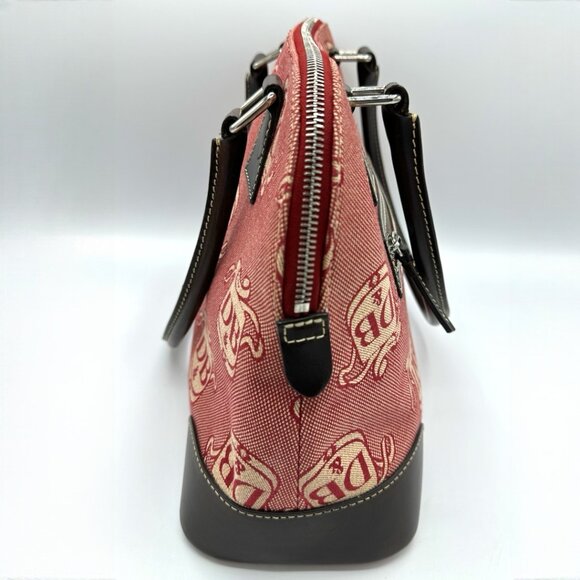 Vintage Dooney & Bourke Domed Crest Canvas/Leather Satchel + Key Fob - Picture 5 of 15